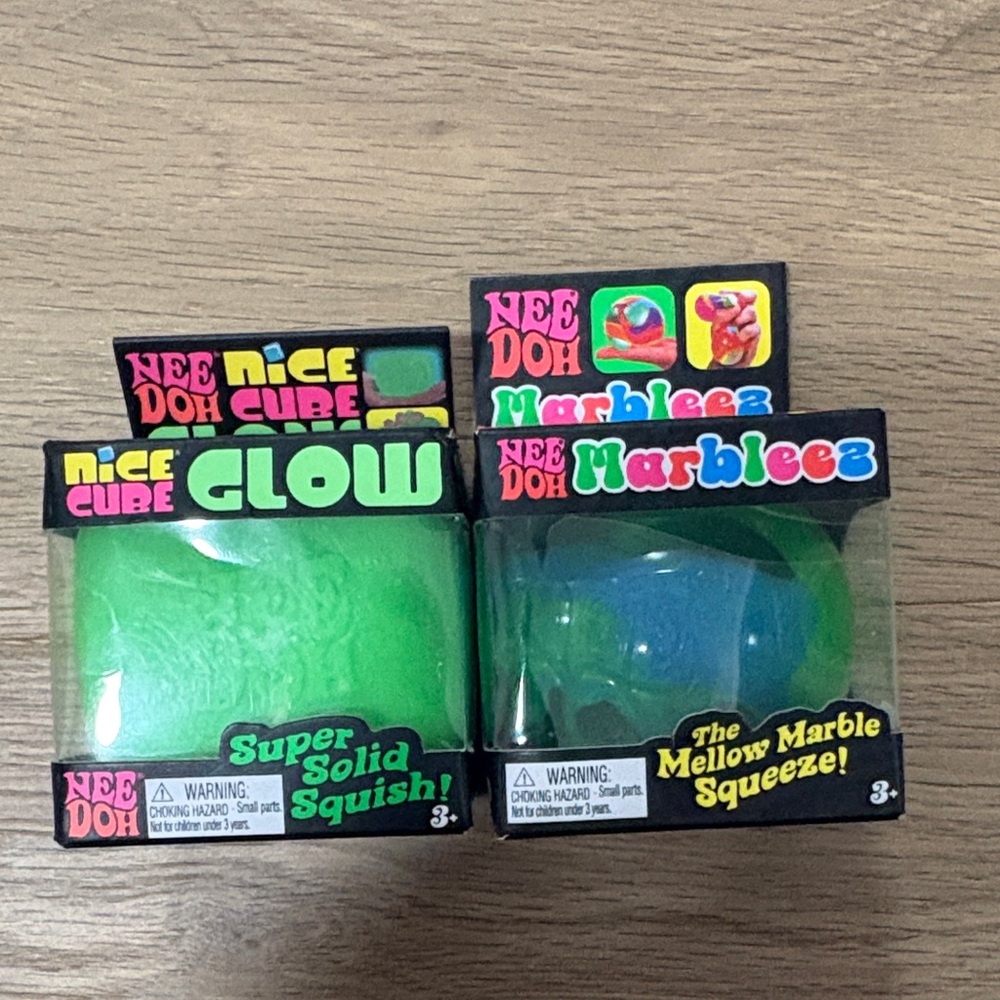 Kids Green Glow & Green-Blue Marbleez Sensory Squish Toy 2-Pack